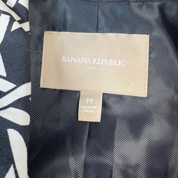 Banana Republic Women's Navy Geometric Print Blazer Sz M Preppy Chic Classic - Picture 7 of 9